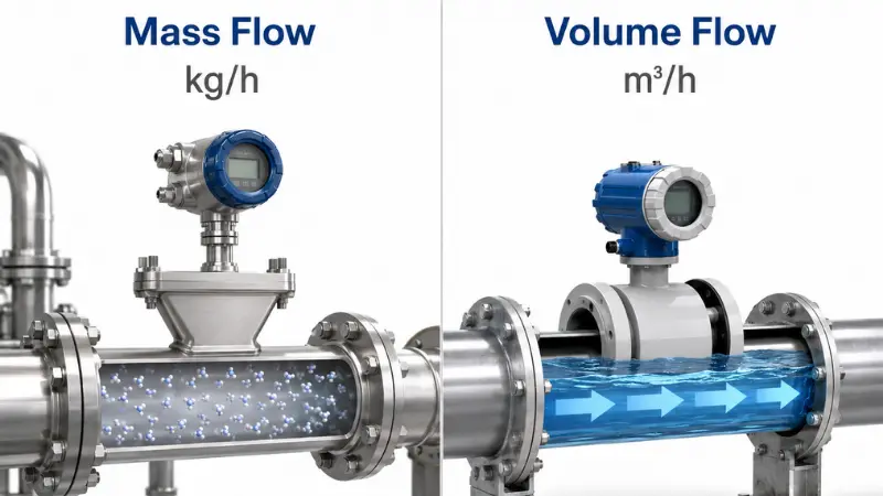 Mass flow vs volume flow measurement comparison for industrial gas and water pipelines Mass flow vs volume flow measurement comparison for industrial gas and water pipelines